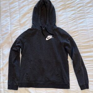 Nike Gray and Black Pullover Hoodie with Swoosh